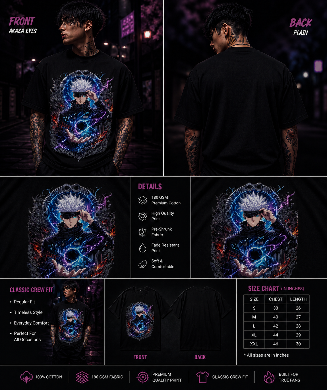 Limitless Void: Gojo Satoru Premium Anime Unisex Classic Crew T-Shirt