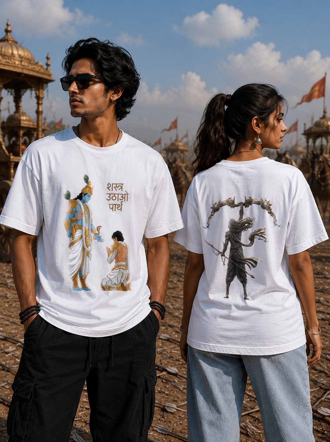 The Divine Command: "Shastra Uthao Parth" Unisex Classic Crew T-Shirt