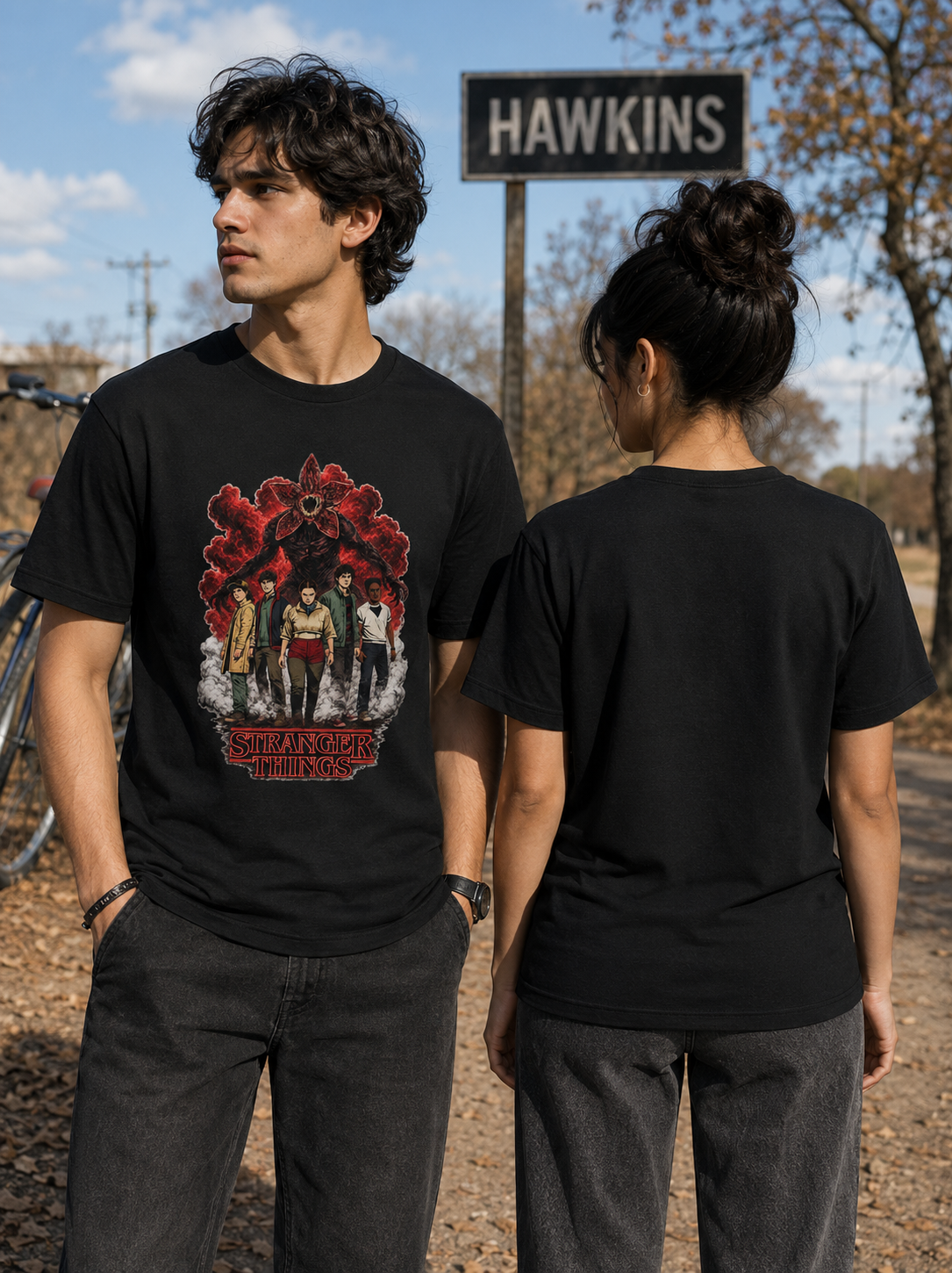 Hawkins Heroes & The Demogorgon: Unisex Classic Crew T-Shirt