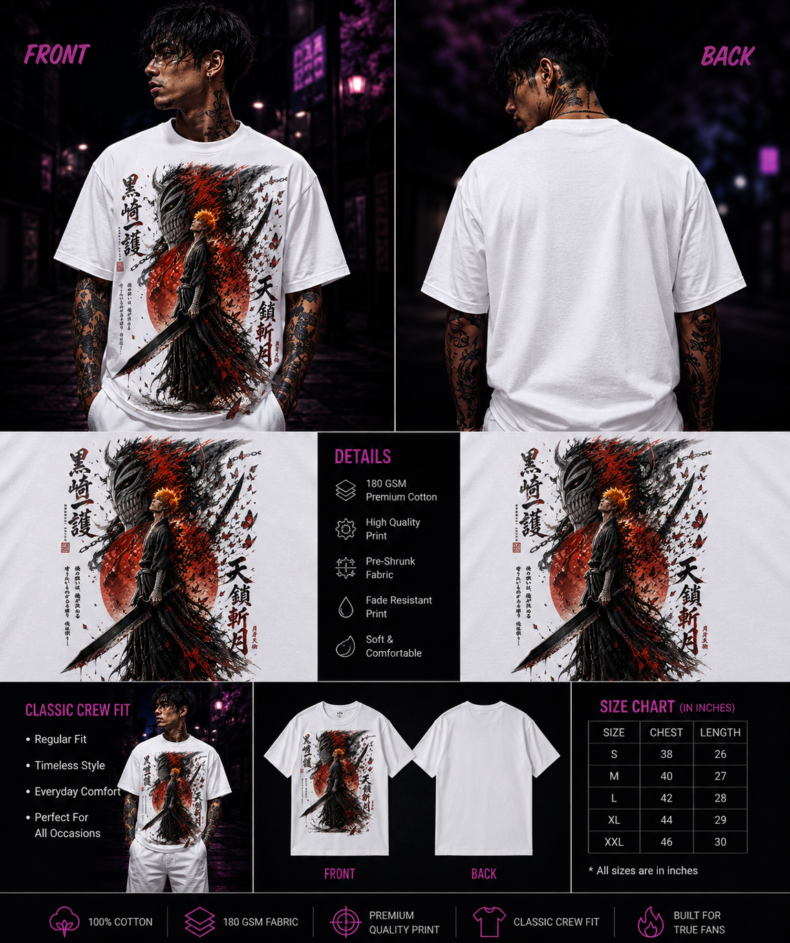Bankai Unleashed: Ichigo Tensa Zangetsu Premium Unisex Classic Crew T-Shirt