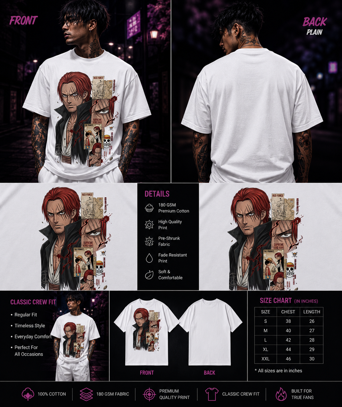 Red-Haired Emperor: Shanks Yonko Edition Graphic Unisex Classic Crew T-Shirt